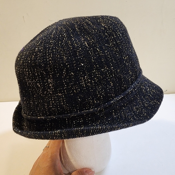 Women's Black and Golden Glitter Fedora Cotton  Hat  OS - Picture 6 of 11